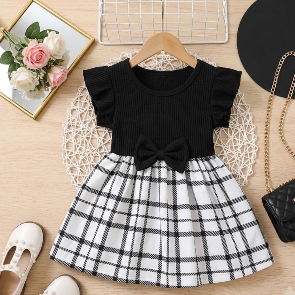 Vestido Infantil Menina Verão  roupa infantil menina com Laço de Cabelo Confortável