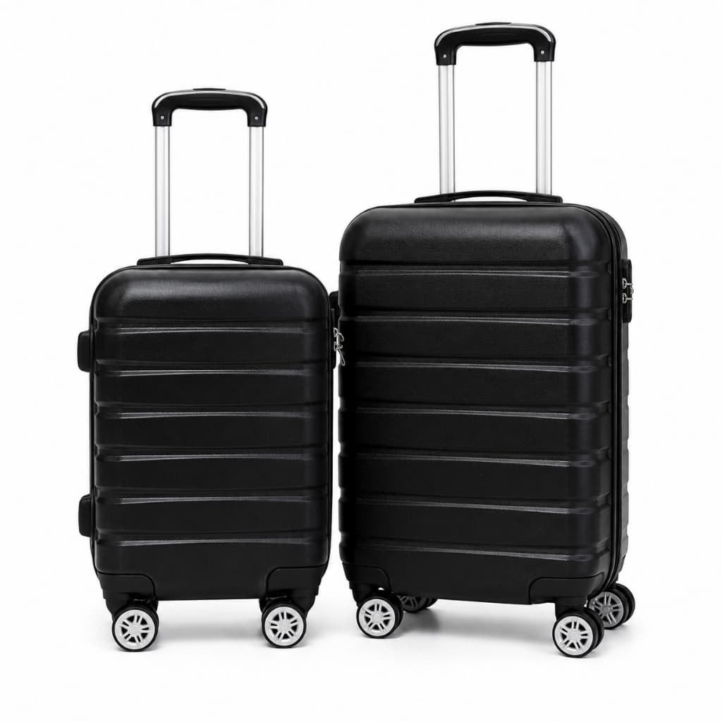 Kit Mala de Viagem 18 e 20 Polegadas Rígida Rodinhas 360° Bagagem de Bordo Resistente Preta Cinza Rosa