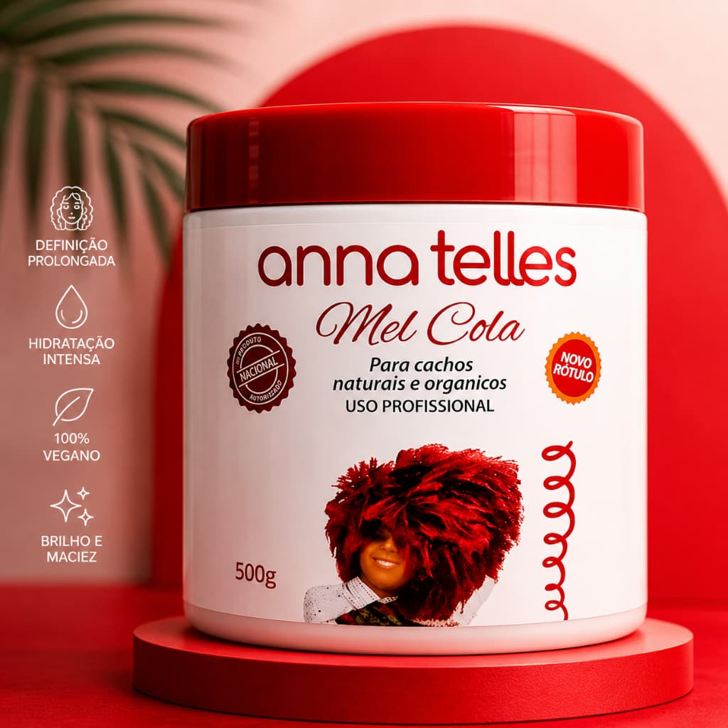 Mel Cola Anna Telles Original ou Trihair Alta Fixação Definição Cabelos Cacheados Crespos Antifrizz 500GR