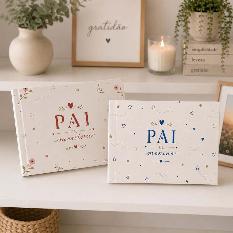 🎀 PAI de MENINA / 💙 PAI de MENINO | capa exclusiva | Tam 15x21 | acabamento premium | folhas grossas 800g | capa fosca