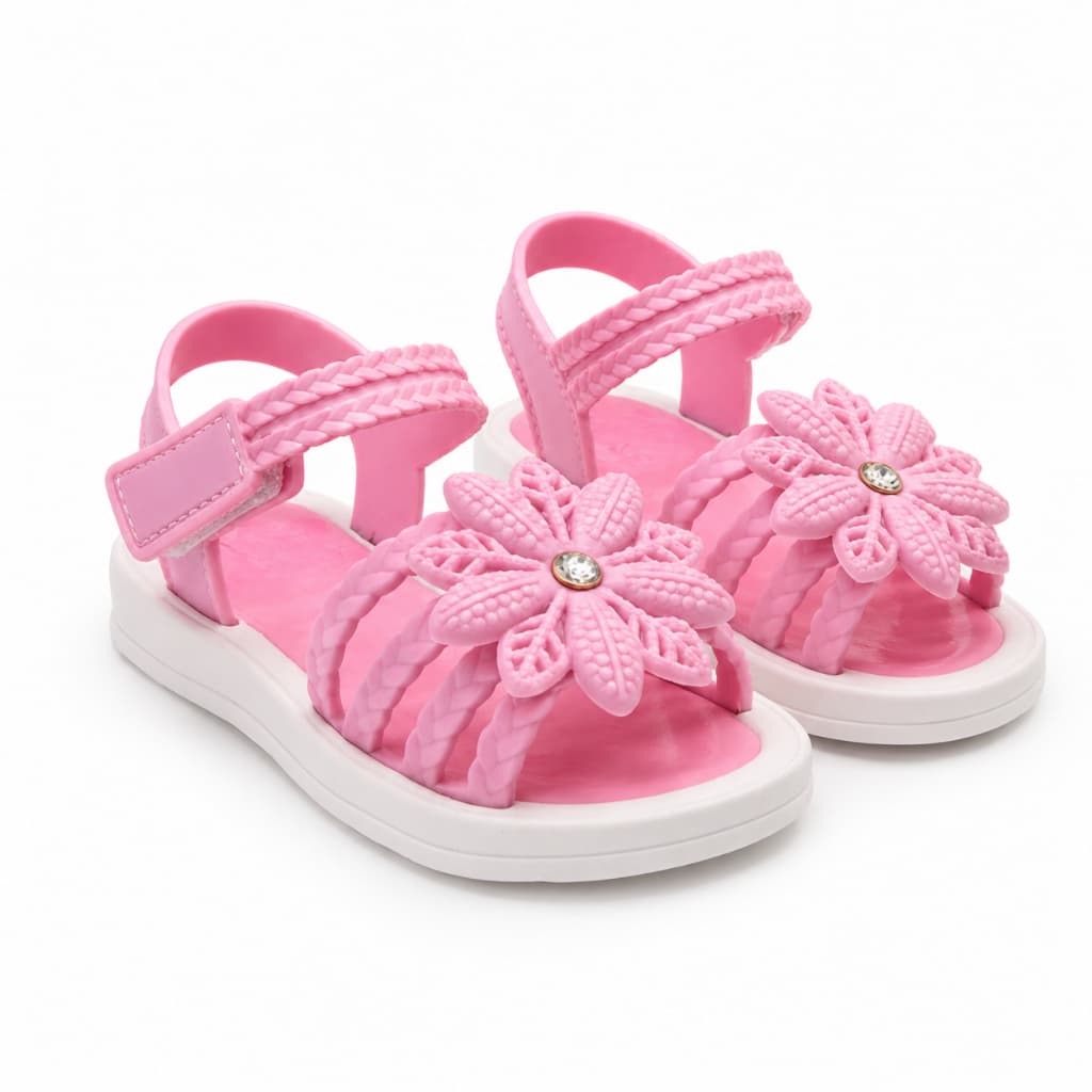Sandalia Menina Infantil Escola Dia a Dia Linda Flor Antiderrapante Macia Leve Flexivel