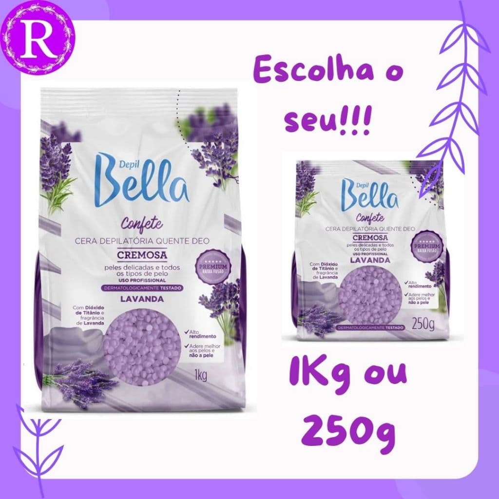 Cera Depilatória Confete Lavanda Alto Rendimento Depil Bella. Escolha a sua!!! pacote 1Kg ou 250g.