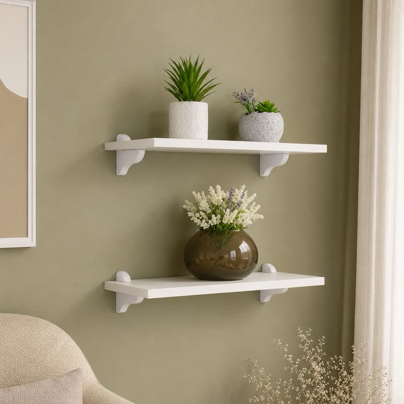 Kit 2 Prateleiras 45x20 Flutuantes MDF Branco 2 Peças Decoração Sala Quarto Escritório Banheiro