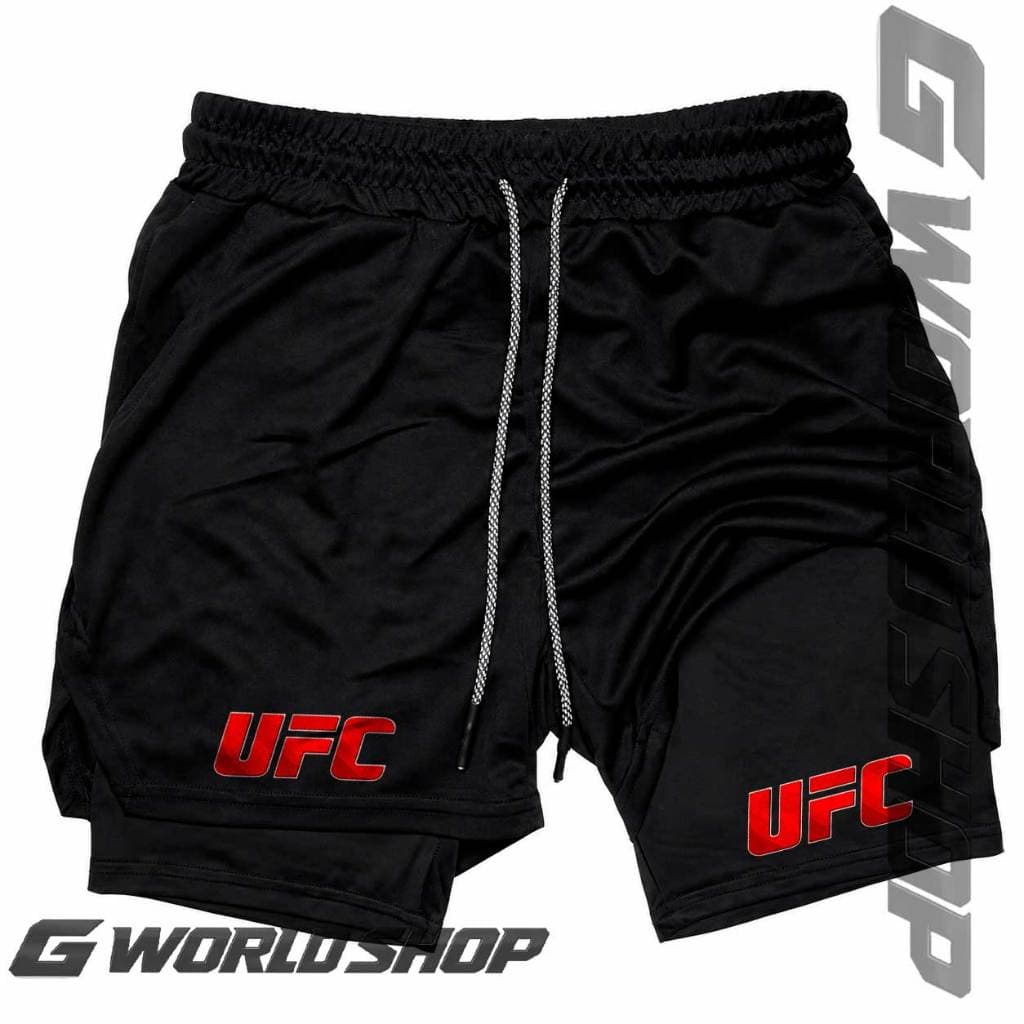 Short Masculino Luta UFC Bermuda Compressão Academia Treino Corrida 3 em 1 COm bolso Para Celular Leve e Confortável
