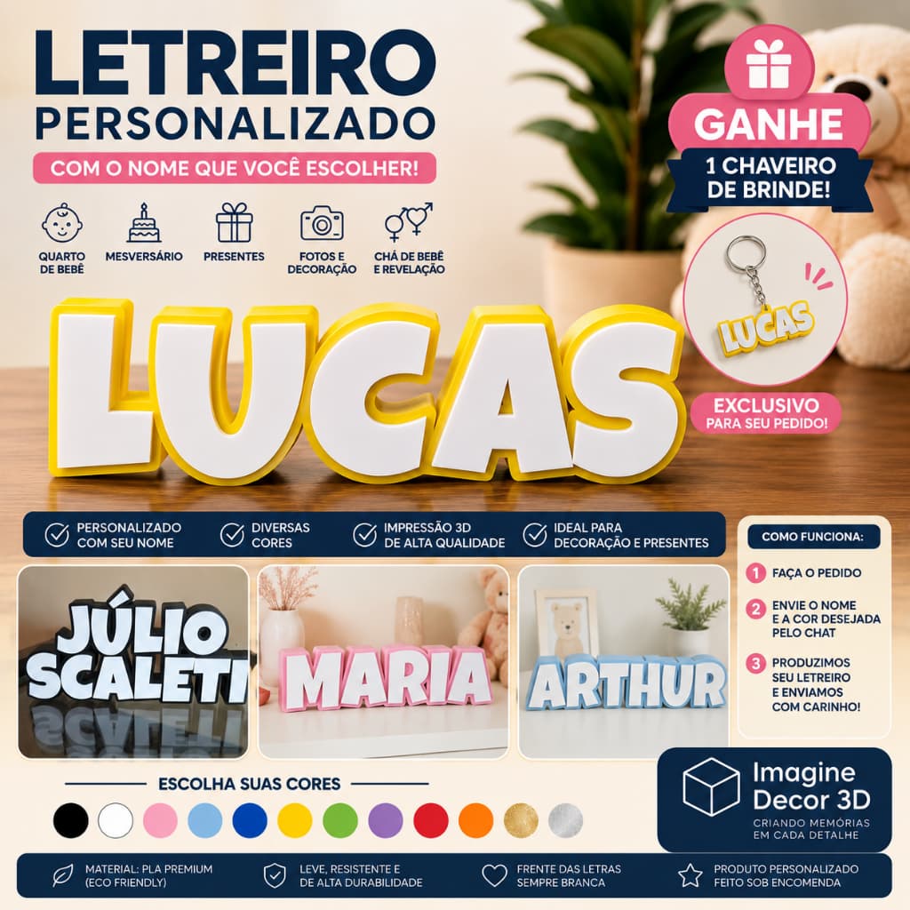Letreiro Decorativo com o NOME DO SEU FILHO, NAMORADO, Chá de bebê, chá revelação, PERSONALIZADO,