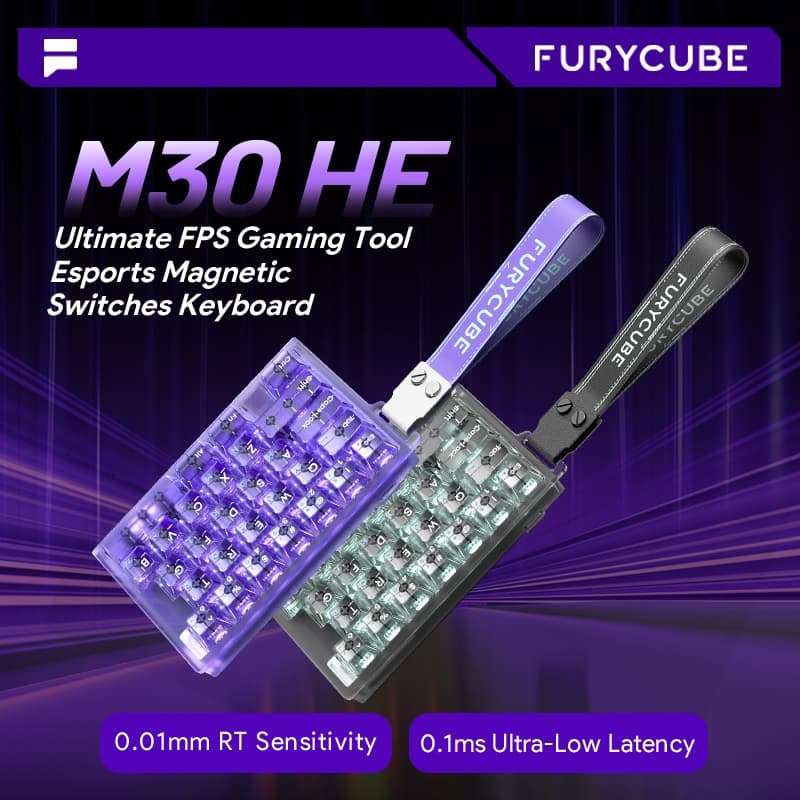 M30HE Teclado Magnético para FPS 29 Teclas RT0.01mm Hall Effect RGB USB-C Hot-Swap Polling Rate 8K software mini