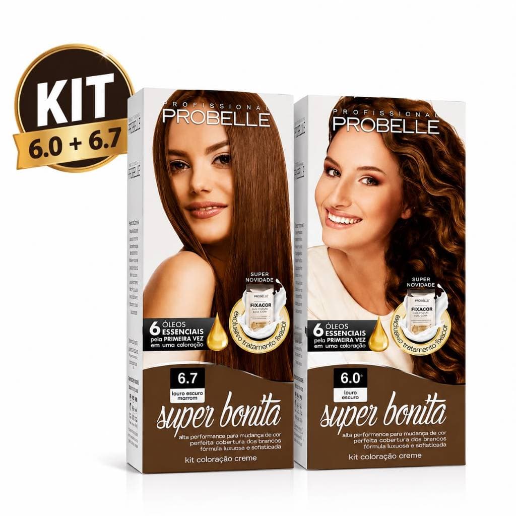 Kit 2 Tintas Probelle Super Bonita 6.0 + 6.7 Coloração Creme