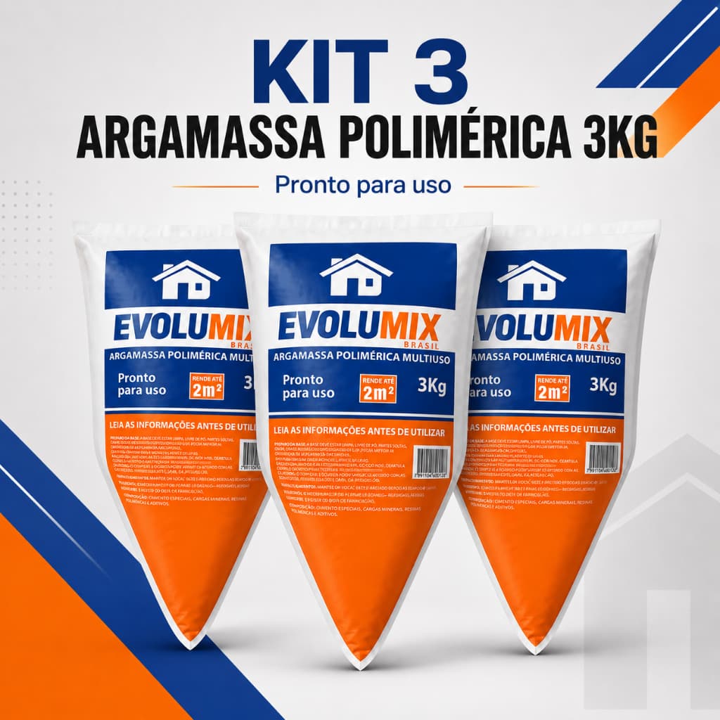 Kit 3 Argamassa Polimérica 3kg Bisnaga Pronta Uso para Assentar Blocos Tijolos e Alvenaria Fácil