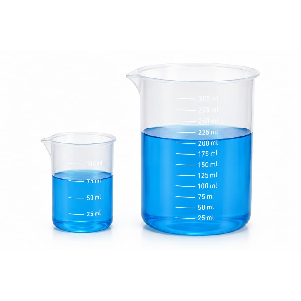 Copo Medidor Becker Graduado Plástico Reforçado Bico Dosador 100ml 300ml