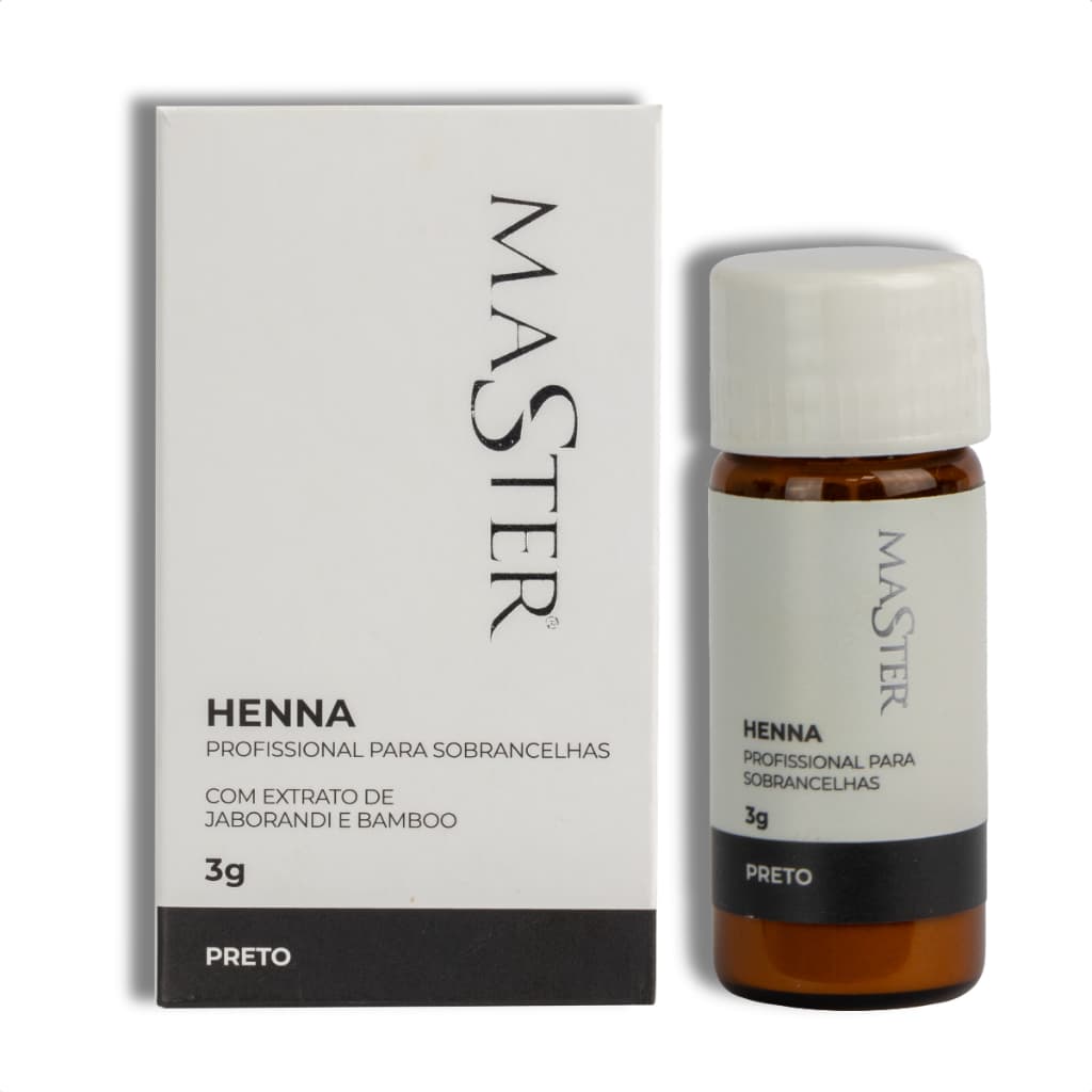 Henna para Sobrancelhas Preto Master 3g Profissional com Cor Intensa, Uniforme e Natural