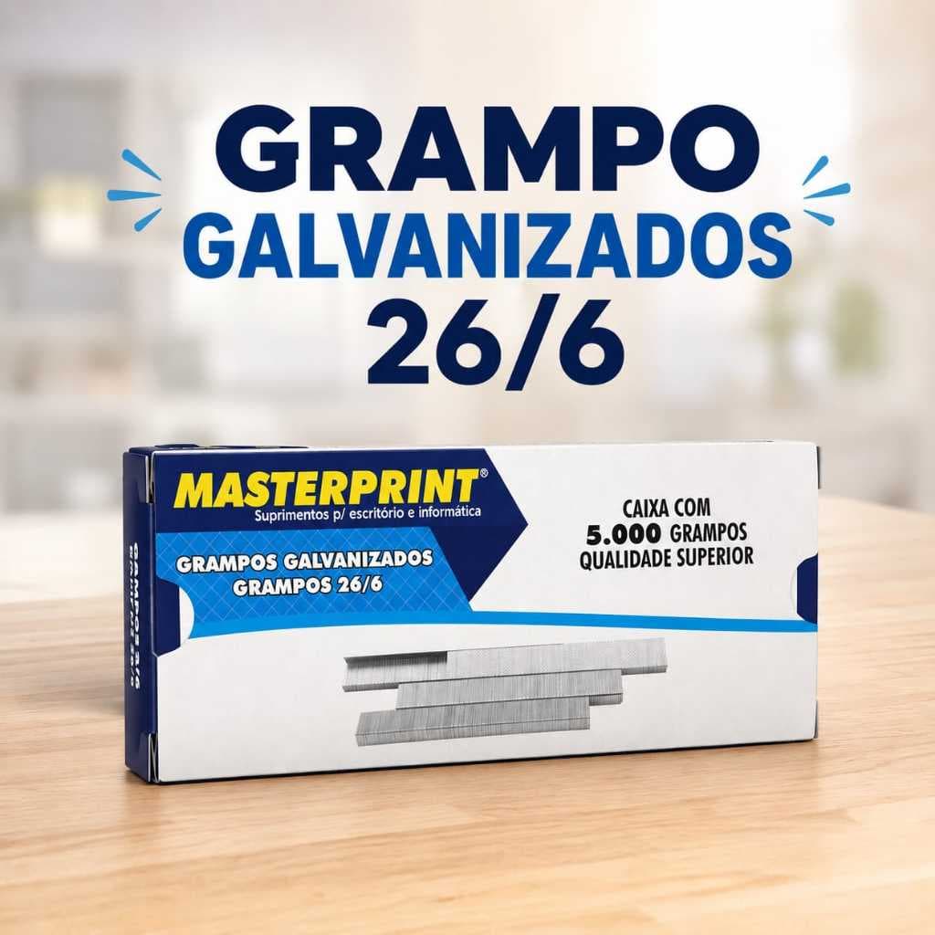 Grampo P/Grampeador Galvanizado 26/6 Cx C/5000 Un MasterPrint