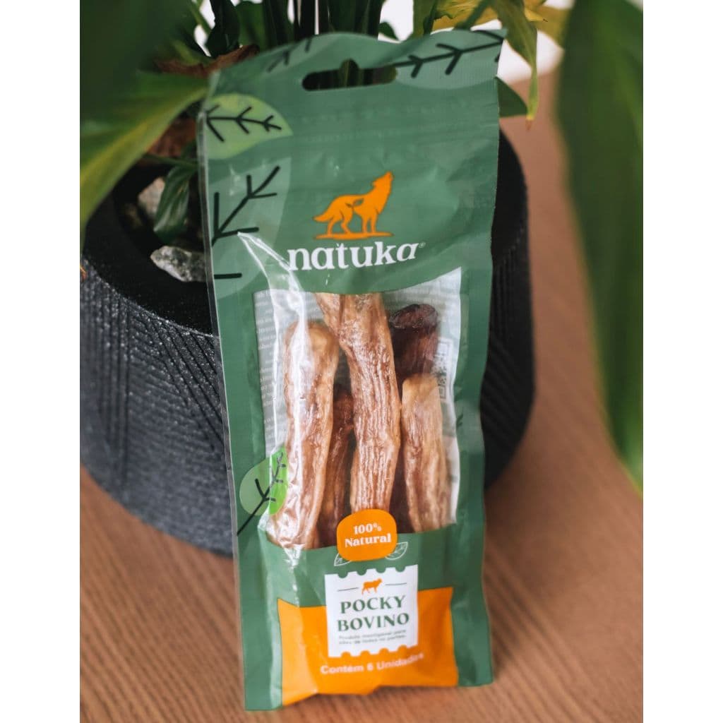 Mordedor Natural Para Cães Pocky Bovino Tendão 6un Resistente Petisco Pet