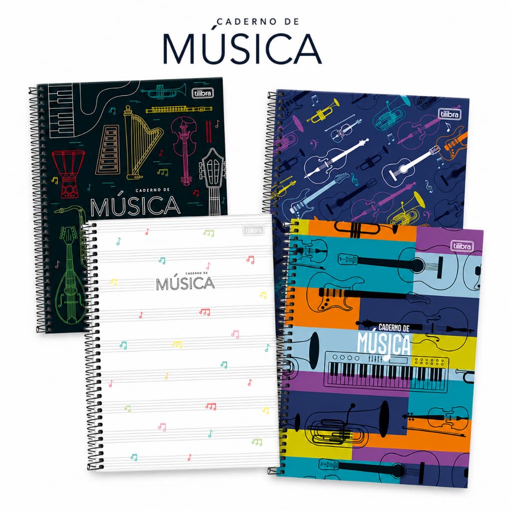 Caderno de Música Universitário Capa Dura 80 Fls C/Pautas Tilibra
