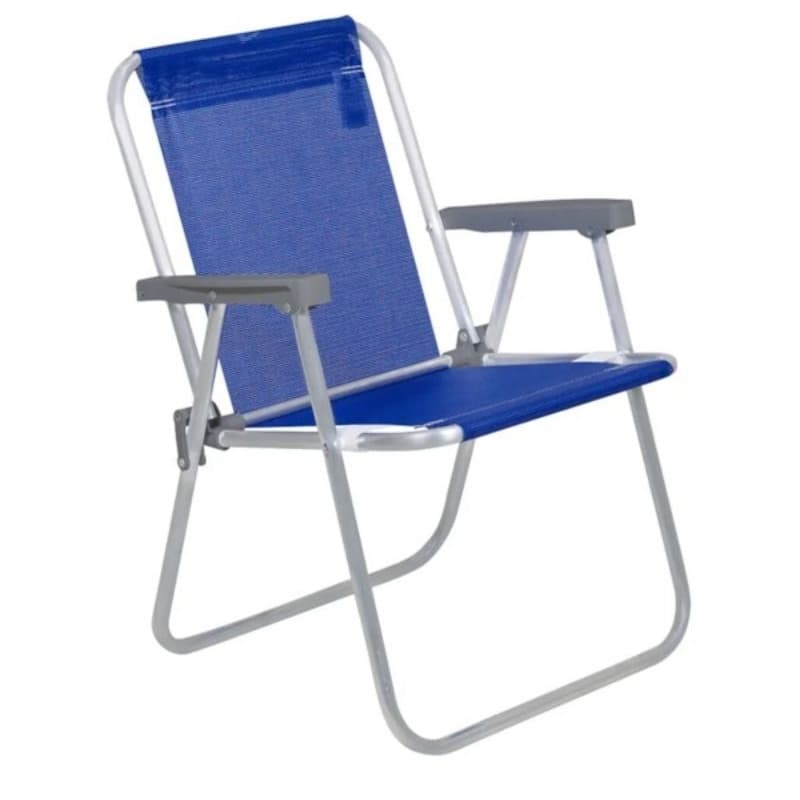 Cadeira de Praia Alta Lazy Aluminio Sannet Azul Marinho 23518 Bel