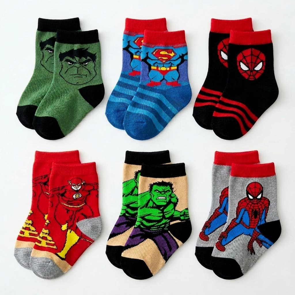 Kit12 Meias Menino Personagem Super Heróis Cano Alto Entrega Rápida