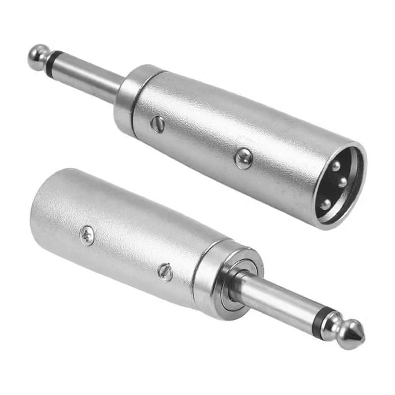 Kit Dois Adaptadores Cannon Macho XLR para P10 Mono Plug Jack Conector de Microfone Macho Estéreo X P10 Mono