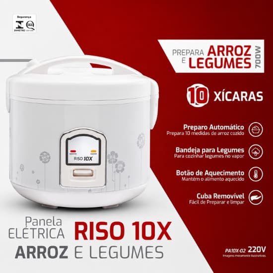 Panela de Arroz Elétrica Agratto 10 Xícaras Cozinha Arroz e Legumes Cuba Antiaderente 220V
