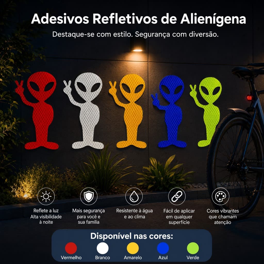【Envio de São Paulo】Car Luminous Alienígena Stickers Glowing Night Lights Inter