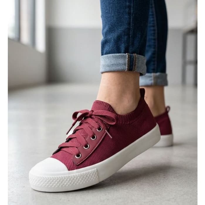 Tênis Meia Star Feminino Casual Confortável Calce Fácil Bordô