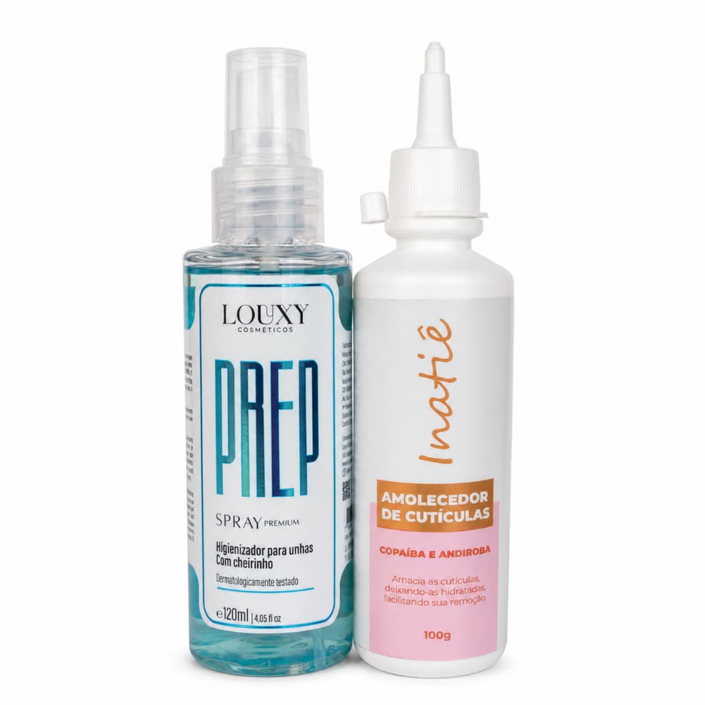 Kit Prep Spray Higienizador Unhas com Óleo Melaleuca 120ml e Amolecedor Cutículas 100g Manicure