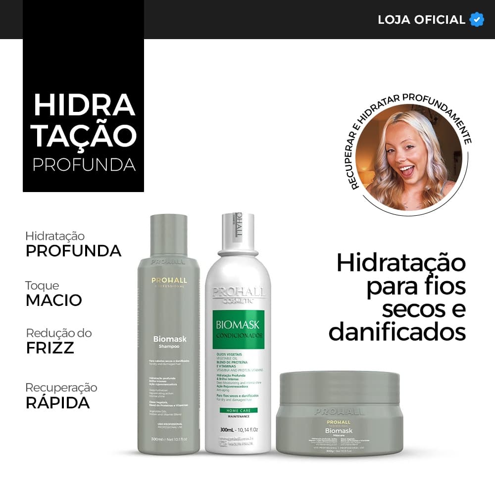 Kit Ultra Hidratante Biomask Máscara 300g