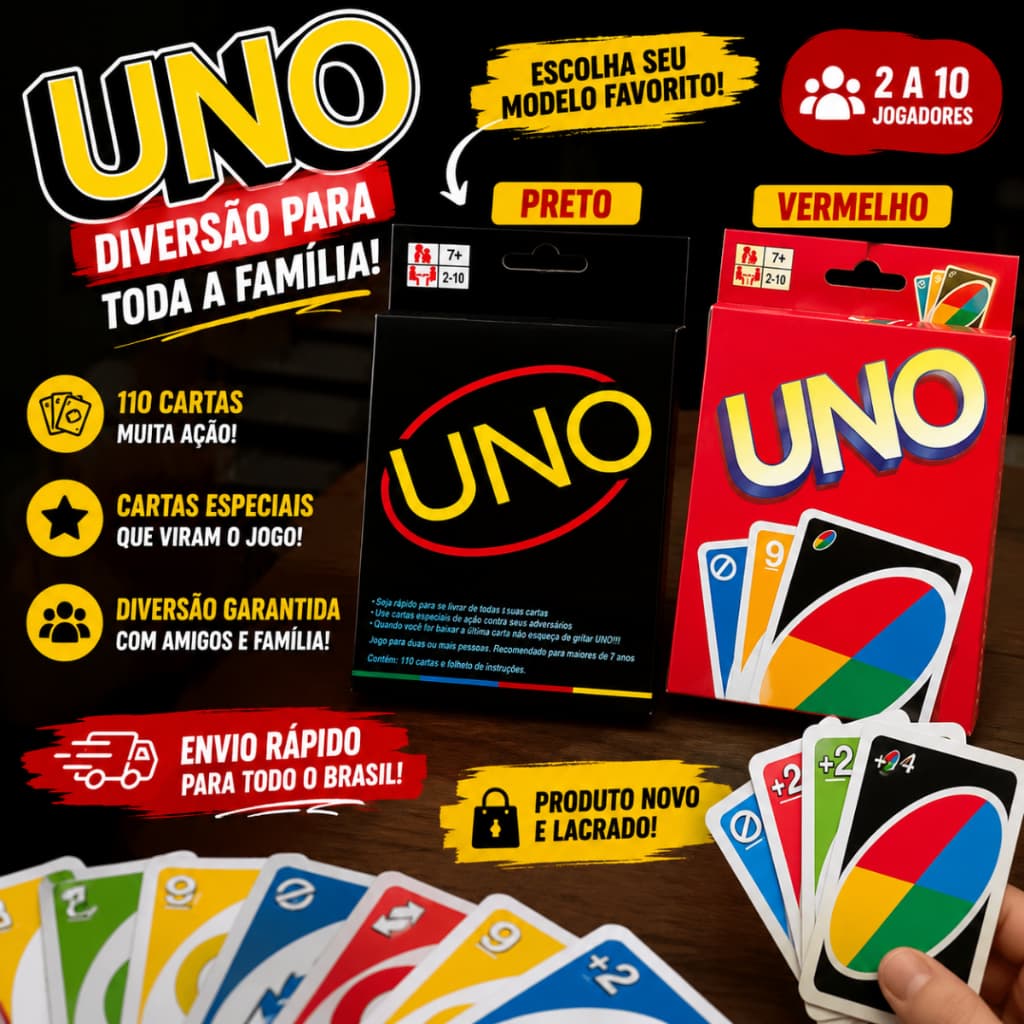 Uno Preto Minimalista Edição Limitada Design Moderno Cartas Exclusivas Jogo Viral Amigos