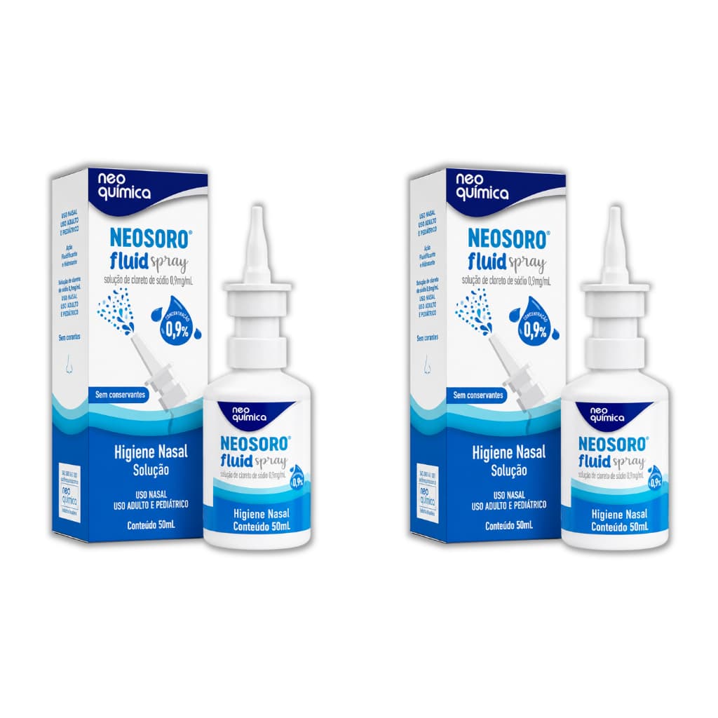 Kit Com 2 Soro Lavagem Nasal fluid Spray 0,9% Com 50ml - Neo Quimica