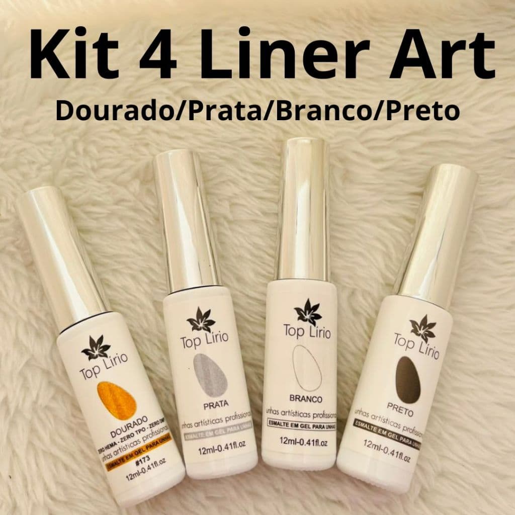 Esmalte Gel Liner Art  Kit com 2 e 4 unidades ( dourado/prata/preto/branco)  PARA UNHAS