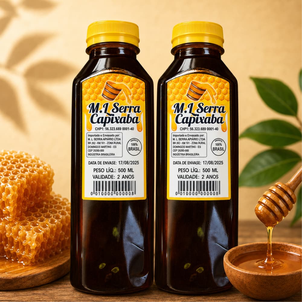 Mel de Abelha Silvestre Rio Novo Do Sul Natural 100% Puro 500 ML 2 unidades