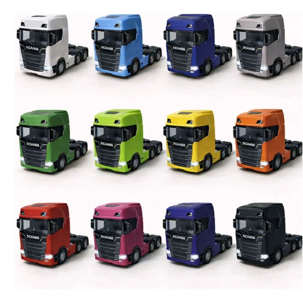 Miniatura Caminhão Scania 770s Cabine Articulada Escala 1:50 Som Luz Fricção Pneus Borracha Premium