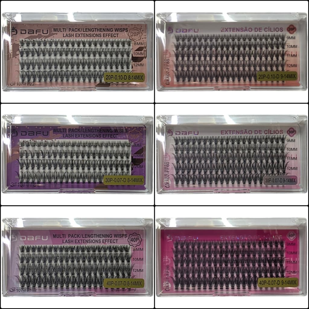 Cílios Extensão Curvatura D 0.07 Mix 8-14mm Efeito Lifting Profissional-Cílios Tufinho MIX-DAFU