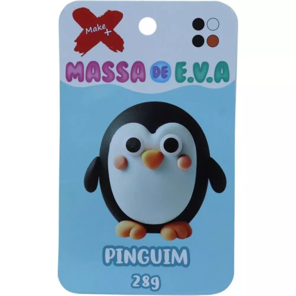 Massa de EVA Criativa Pinguim com 04 Cores 28G Make+