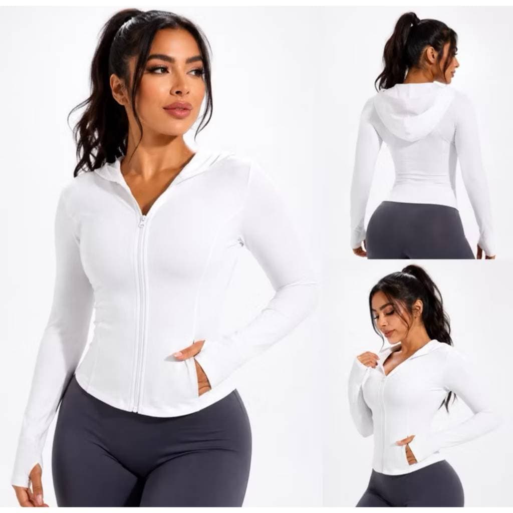 Jaquetinha Casaquinho Esportiva, Dry Fit - Academia - Fitness - Bolso, Capuz e Zíper. Proteção Solar UV50