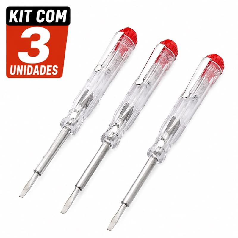 Kit 3 Chaves Teste de Tensão Profissional 100-500V Detector de Voltagem Buscapolo