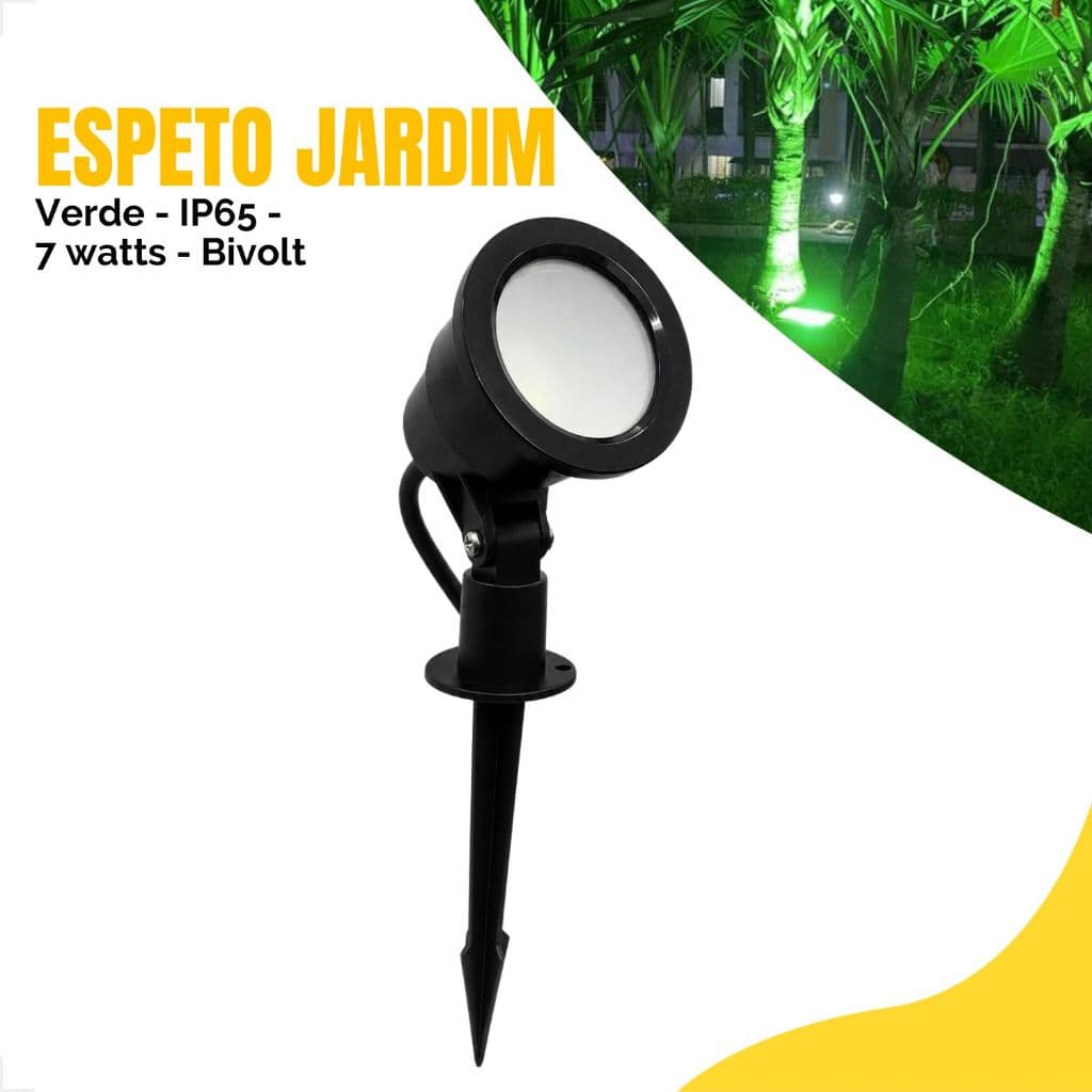 Luminária Espeto LED Jardim 7W Verde Bivolt à Prova D'água Iluminação Led Externa Apollo