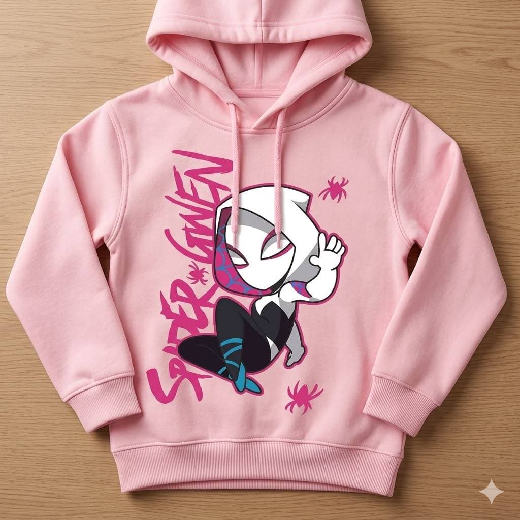 Moletom Infantil com Capuz Estampado Preto Rosa e Branco | Blusa de Frio Infantil