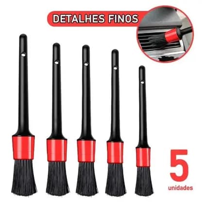 Kit 5 Pincel Automotivo Detalhamento Limpeza Interno e Externo