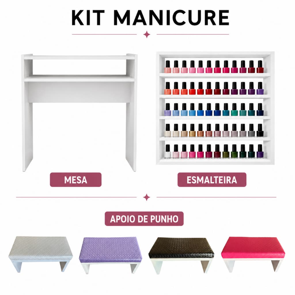 Mesa Manicure Moderna com Nicho e Apoio – Ideal para Nail Designer