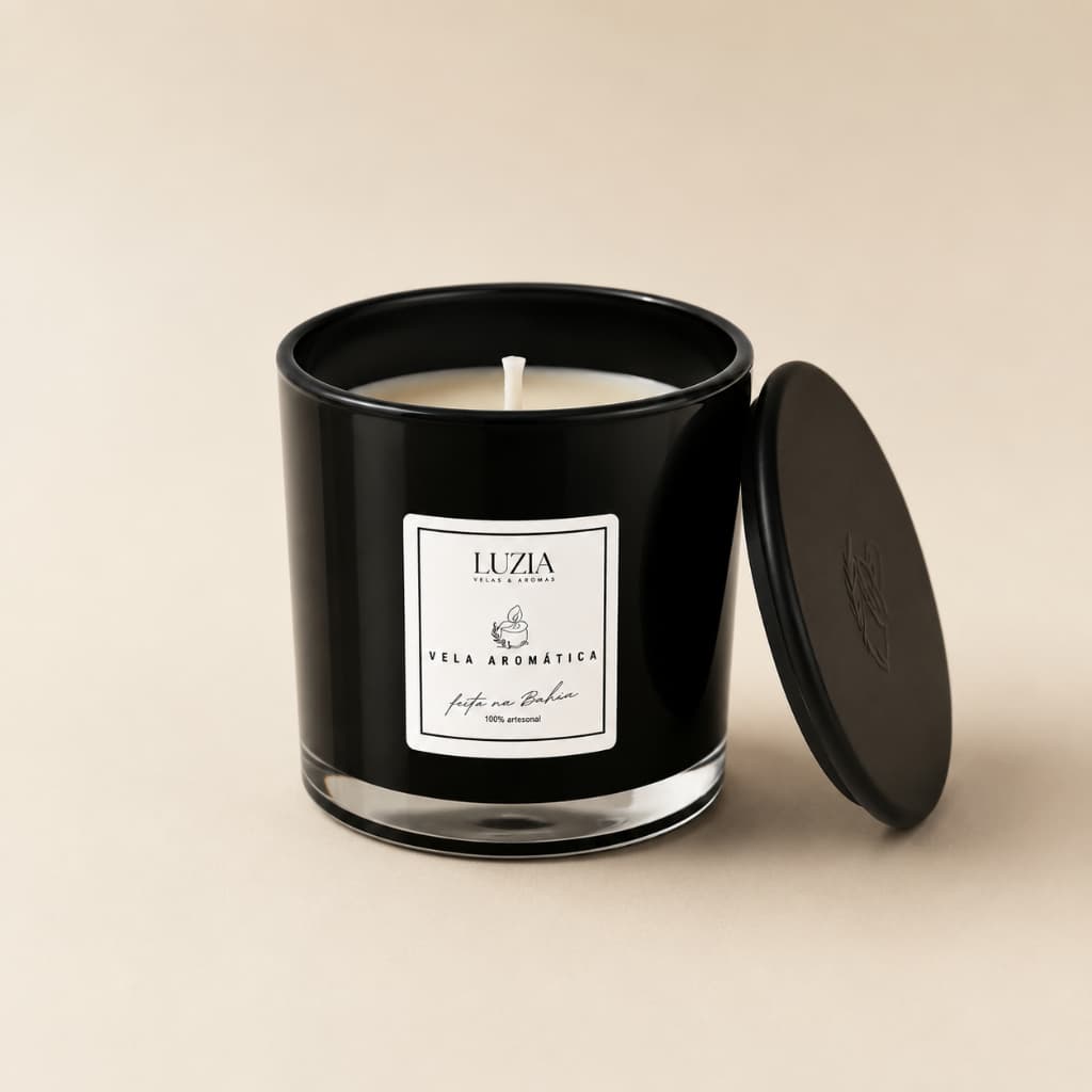 Vela Aromática Preta 180g Vela Perfumada Aconchego Relaxante Decoração Presente Luzia Velas e Aromas