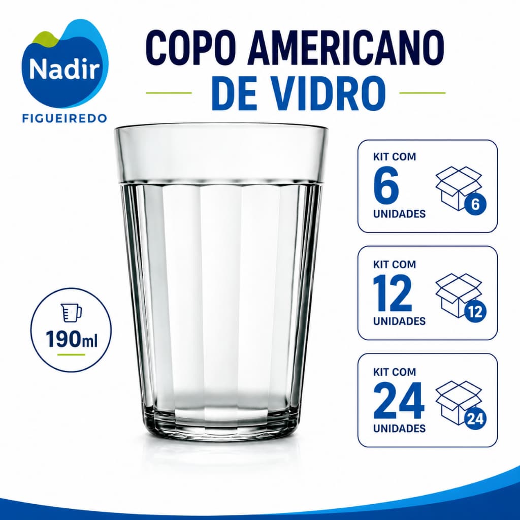 Kit Copo Americano 190 ml De Vidro Nadir Figueredo Original