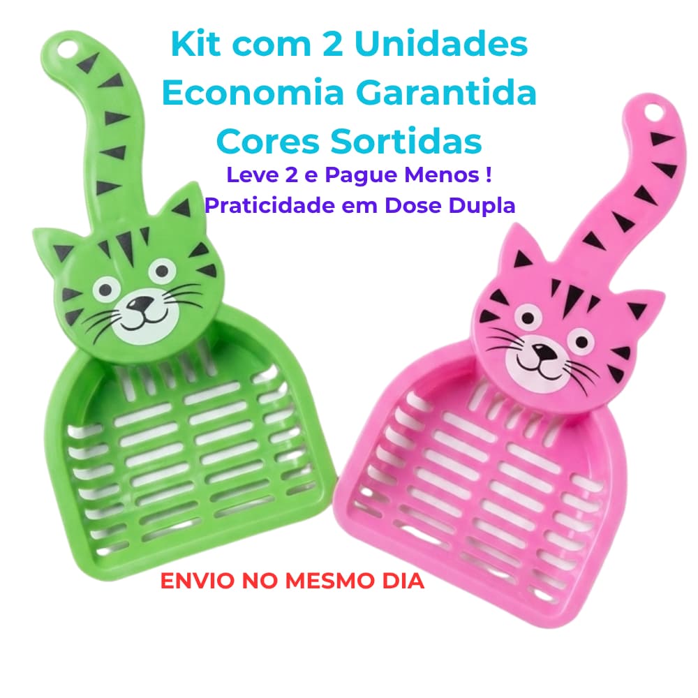 Kit 2 Pá Higiênica Coletora de Areia Gato Pet Pá de Limpeza Reforçada Cores Sortidas ótimo e Durável