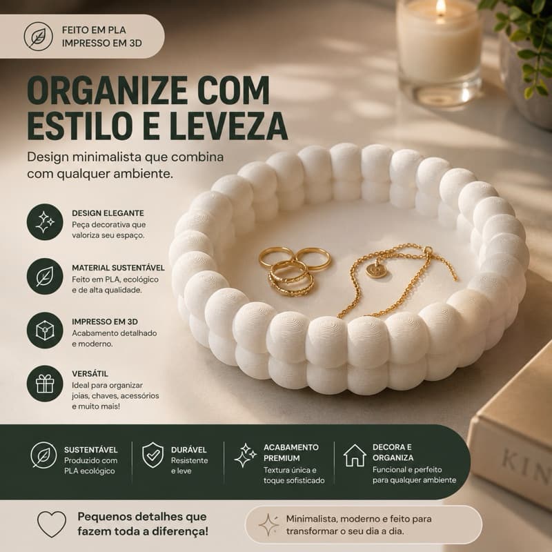 Porta Objetos/Anéis Decorativo | Organizador de Joias e Acessórios