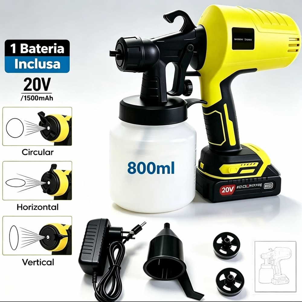 Pistola de Pintura Elétrica Pistola de Pintura Recarregável Doméstica, 800ML, Pulverizador de Tinta Látex Dedical-J4