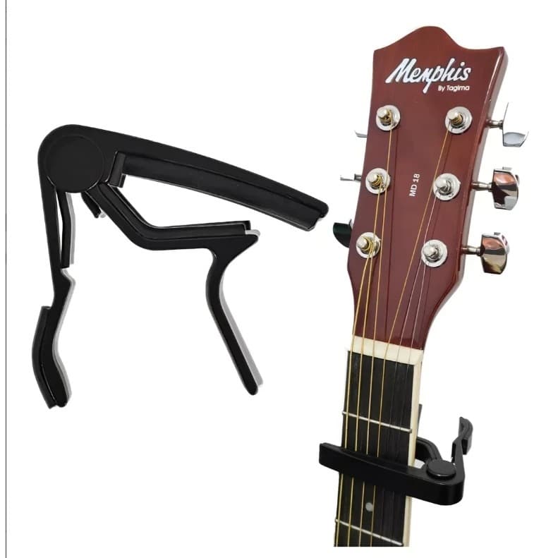Capotraste Braçadeira Preta Para Violão Nylon Aço Guitarra Resistente Ferramenta De Ajuste Rápido Ideia