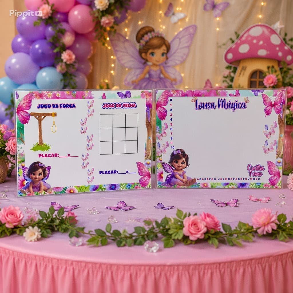 Lousa Mágica Personalizada Jardim Encantado das Borboletas Lembrancinha Com Canetas Apagáveis