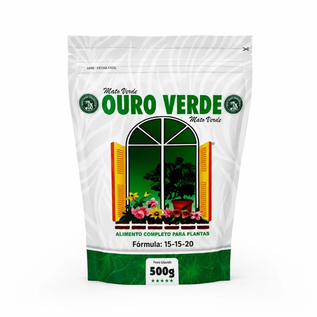 Fertilizante Ouro Verde NPK 15-15-20 500g Adubo Para Plantas Flores Horta Jardim