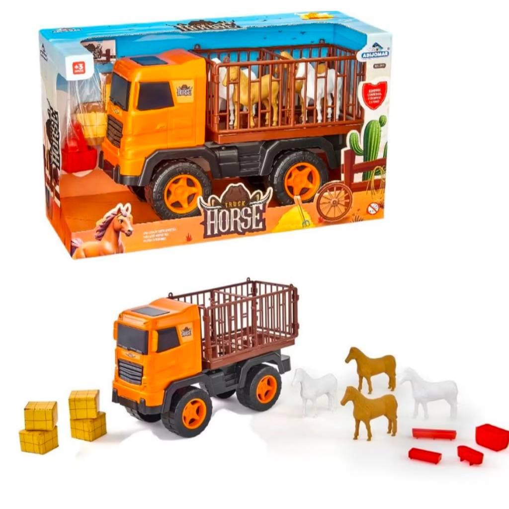 Caminhão de Transporte Cavalos – Brinquedo Infantil GRANDE E RESISTENTE