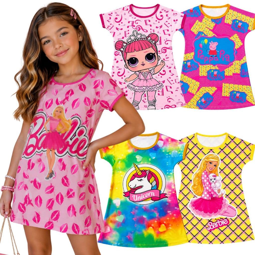 Kit Vestido Infantil Menina Blogueirinha Vestido Feminino Infantil Tamanho 2 ao 10 | Vestido Infantil Blogueirinha