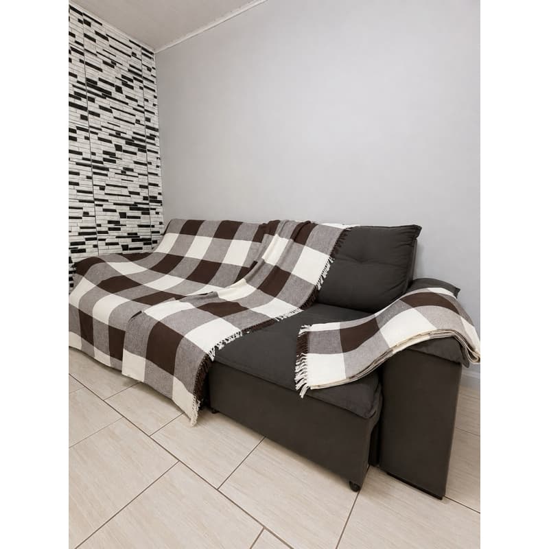 Manta 3,00x1,80m para Sofá Cama Grande King  Algodão Grossa com Franjas – Proteção e Decoração para Sala ou Quarto