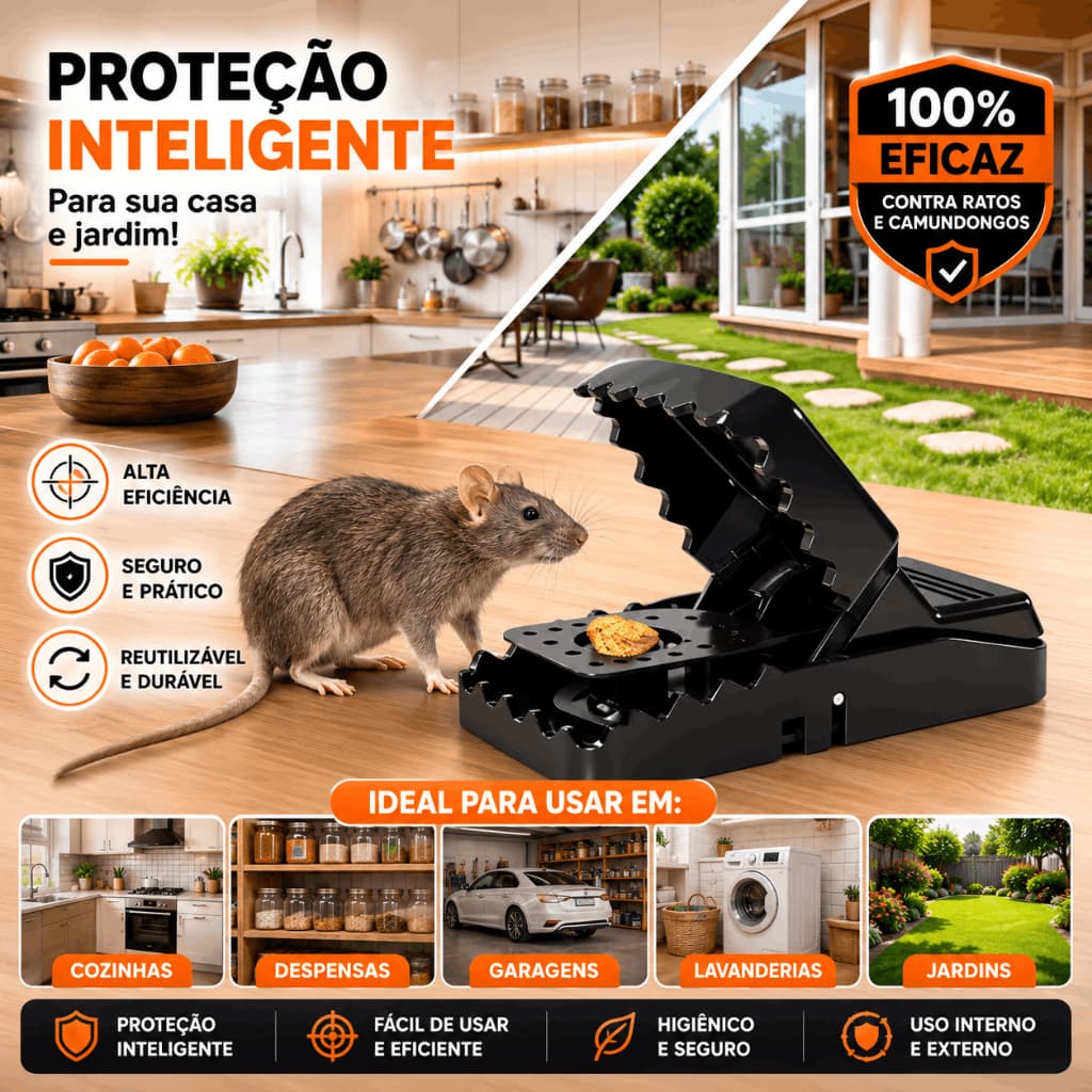 Ratoeira Profissional Reutilizável Para Ratos Mola Dupla Ultra Resistente Alta Precisão Captura Segura